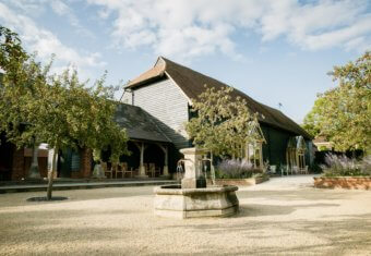 Micklefield Hall film location - The Great Barn courtyard and patio