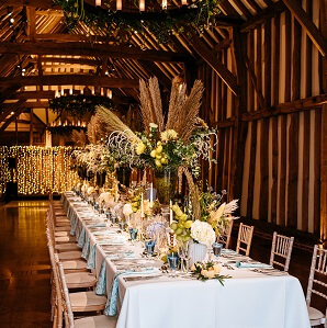 Micklefield Hall : Sarah Legge Photography : grand table in great barn