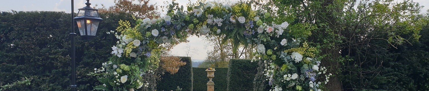 Micklefield Hall weddings open day andrew flemming flower arch